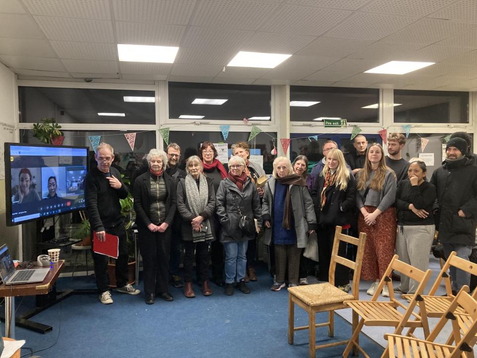 Residents' group Bacton Towers Action met online and in the Wendling Estate's community hall to spread the word about 'hyper-density' development plans for the Bacton Low Rise estate in Gospel Oak (Image: Nathalie Raffray)